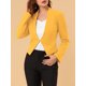 thumbnail image 5 of INSPIRE CHIC Traje de Maestra para Regreso a Clases de Mujer Chaqueta de Oficina de Trabajo Blazer Sin Cuello Traje Casual de Negocios Blazer Corto S Amarillo, 5 of 8