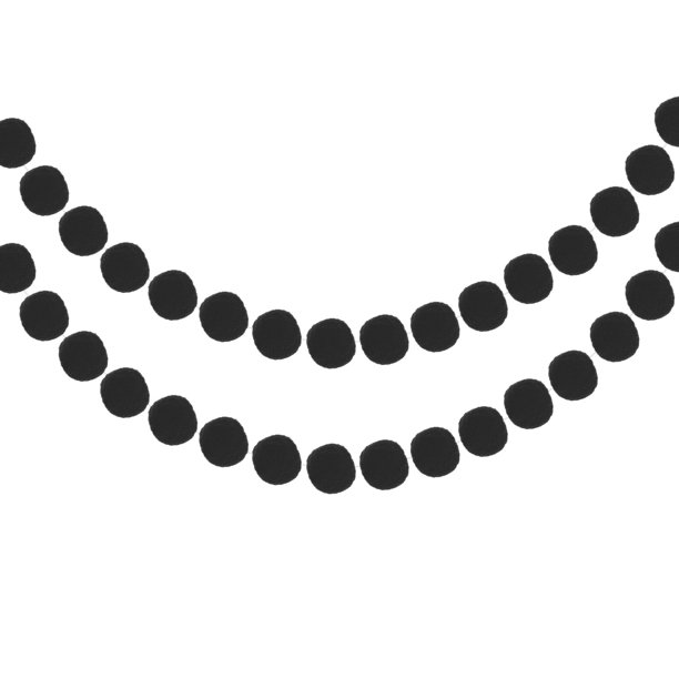 Uxcell 2Pcs Guirnalda de Bolas de Fieltro Negra Pom Pom Guirnalda Bolas Colgantes 7.55 Pies de Largo 20 Bolas para Navidad