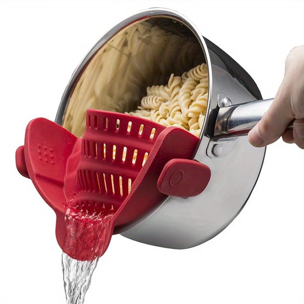 Make Cooking Effortless with our Adjustable Silicone Clip-On Pot and Pasta Strainer - Perfect for Pots, Pans, and Bowls!
