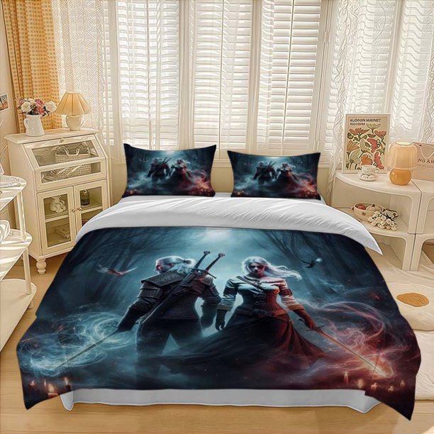 Ice And Fire Warrior Forest Adventure Pattern Bedding Set