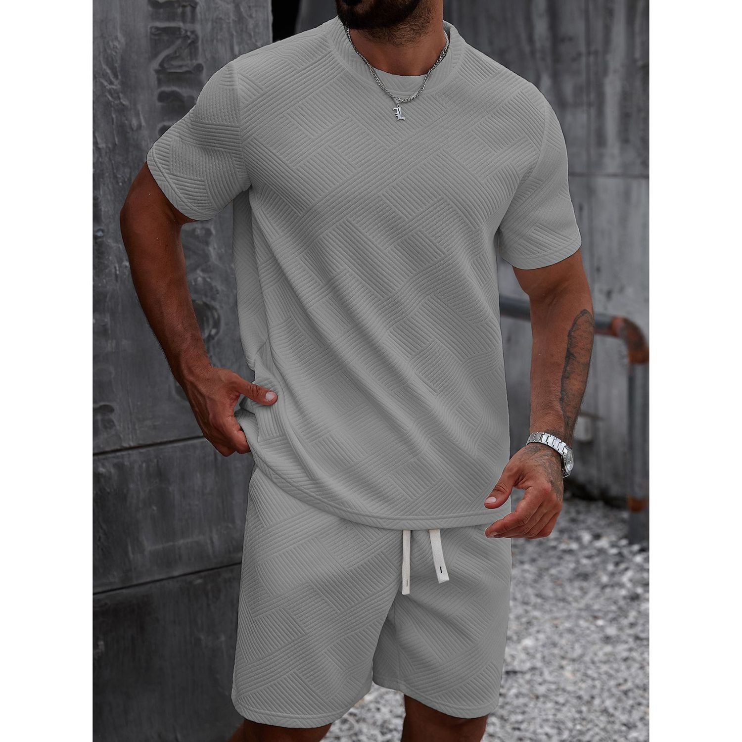 Likeshop - Conjunto Hombre Short Y Polera Tendencia Urbana 0271