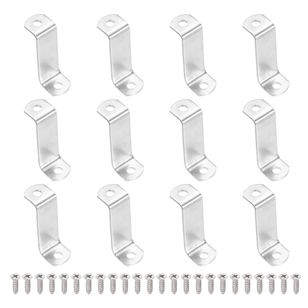 Uxcell 1 1/4" Clips de Lienzo Desplazados, 12 Piezas Clips de Metal para Enmarcar Espejos Herramientas de Montaje en Forma de Z con Agujeros de Montaje para Pintura Fotográfica, Incluye 24 Tornillos