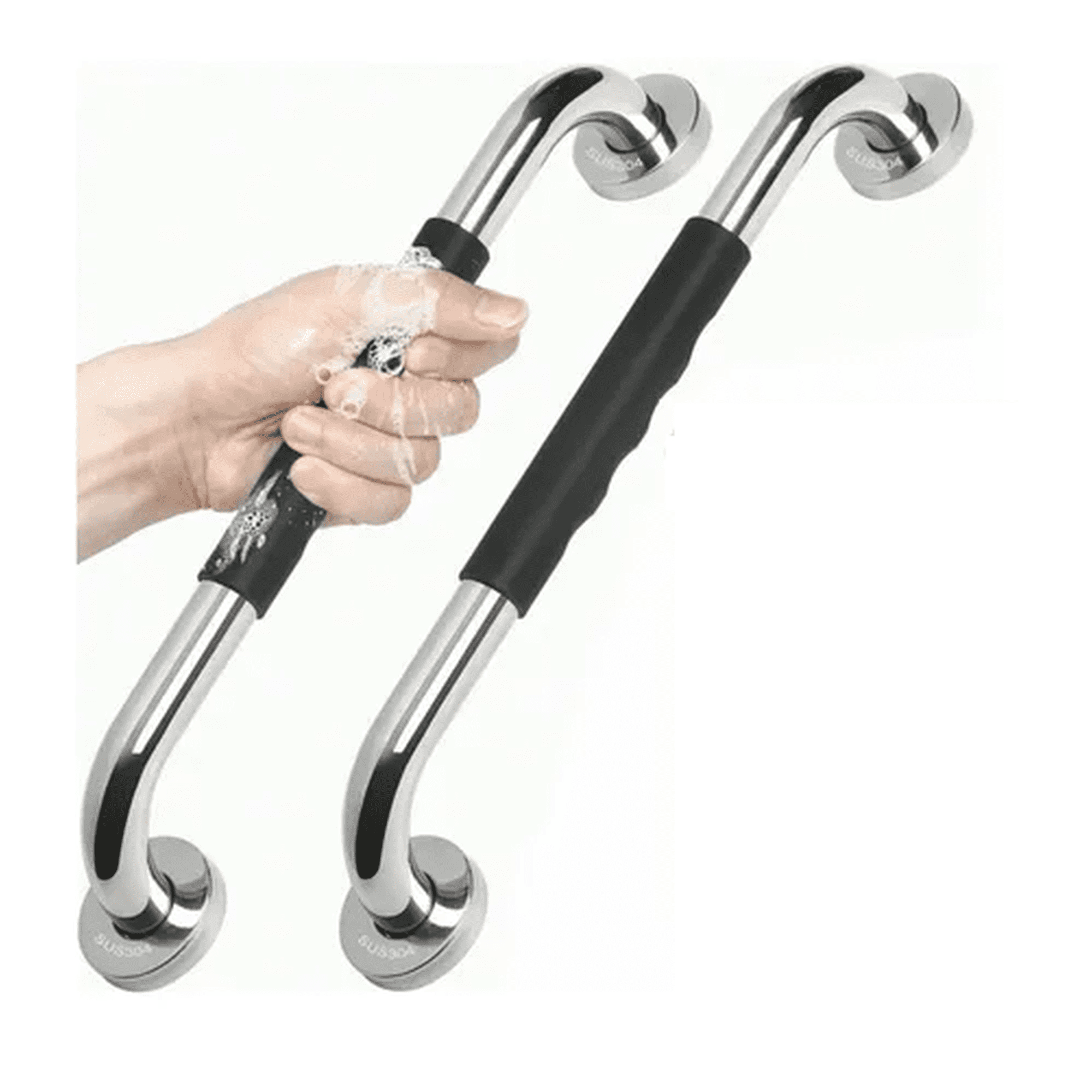 Genérico - X2 Manillas (barra) Seguridad Baño Ducha Pasa Manos 50cm Plateado