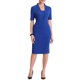 thumbnail image 1 of INSPIRE CHIC Vestido de Tubo para Mujer con Cuello en V, Mangas Cortas, Vestido Midi Ajustado para el Trabajo, Azul Real Talla L, 1 of 6