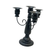 Magideal - Candelabro De Metal Con 4 Velas, Elegante Soporte Para Velas, Decoración Del Hogar, Regalo De Inauguración De La Casa, Candelabro Cónico Para Comedor Negro