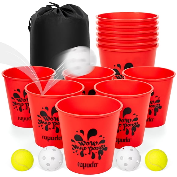 Yard Pong Game Ropoda Giant con baldes y pelotas duraderos