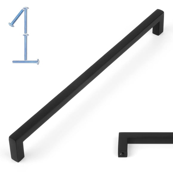 Tirador para gabinete KOOFIZO barra cuadrada negra de 19,2 cm