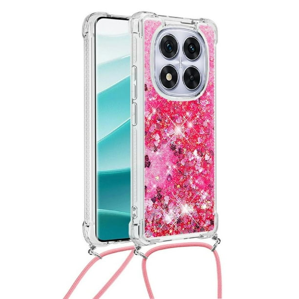 Funda FOXDOCK para Xiaomi Redmi Note 14 Pro 5G con Cuerda Ajustable, Brillo Líquido, Protección Antigolpes y Lente – Ideal para Regalo