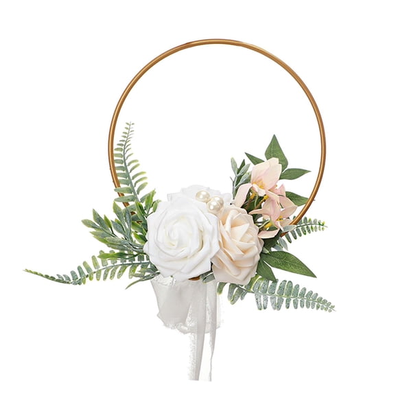 Guirnalda Floral Del Aro Decoración De La Boda Corona De La Puerta Delantera Para La Pared De La Primavera De La Casa De Campo Blanco