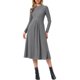 thumbnail image 1 of Vestido de punto acanalado INSPIRE CHIC para mujer, casual, de manga larga, cuello redondo con bolsillos, línea A, vestidos largos de punto XS gris, 1 of 6