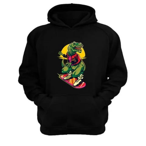 Genérico - Polerón Canguro Dinosaurio Skate Negro Talla Xl Unisex