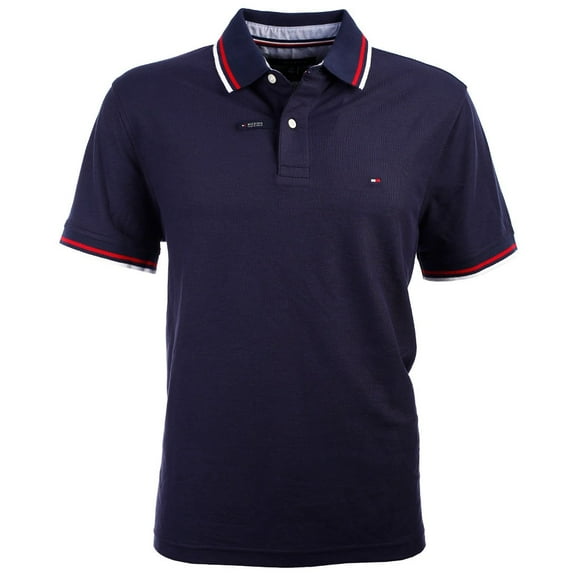 Polo Tommy Hilfiger con cuello a rayas para hombre, color azul marino, talla M