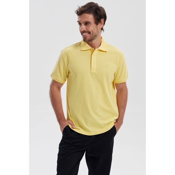 Polera Hombre Piqué Básica Lisa Amarillo - lV
