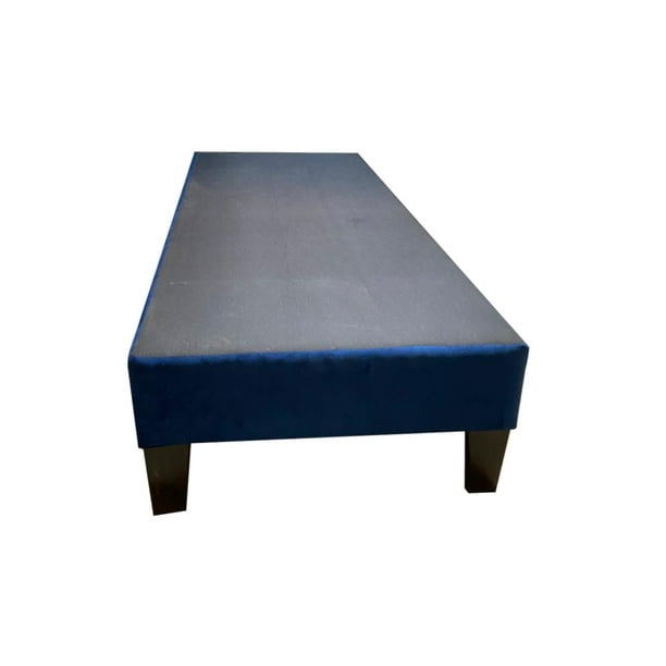 Base HVM Americana 1.5 Plazas Azul Marino Felpa Pmadera
