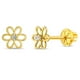 thumbnail image 1 of Aros de flor de oro 14k con diamante para bebes y niñas, 1 of 3