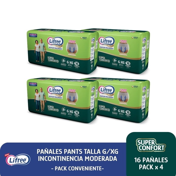 Pañales Pants LIFREE Super Confort (G/XG) 16 u. x 4 paq.
