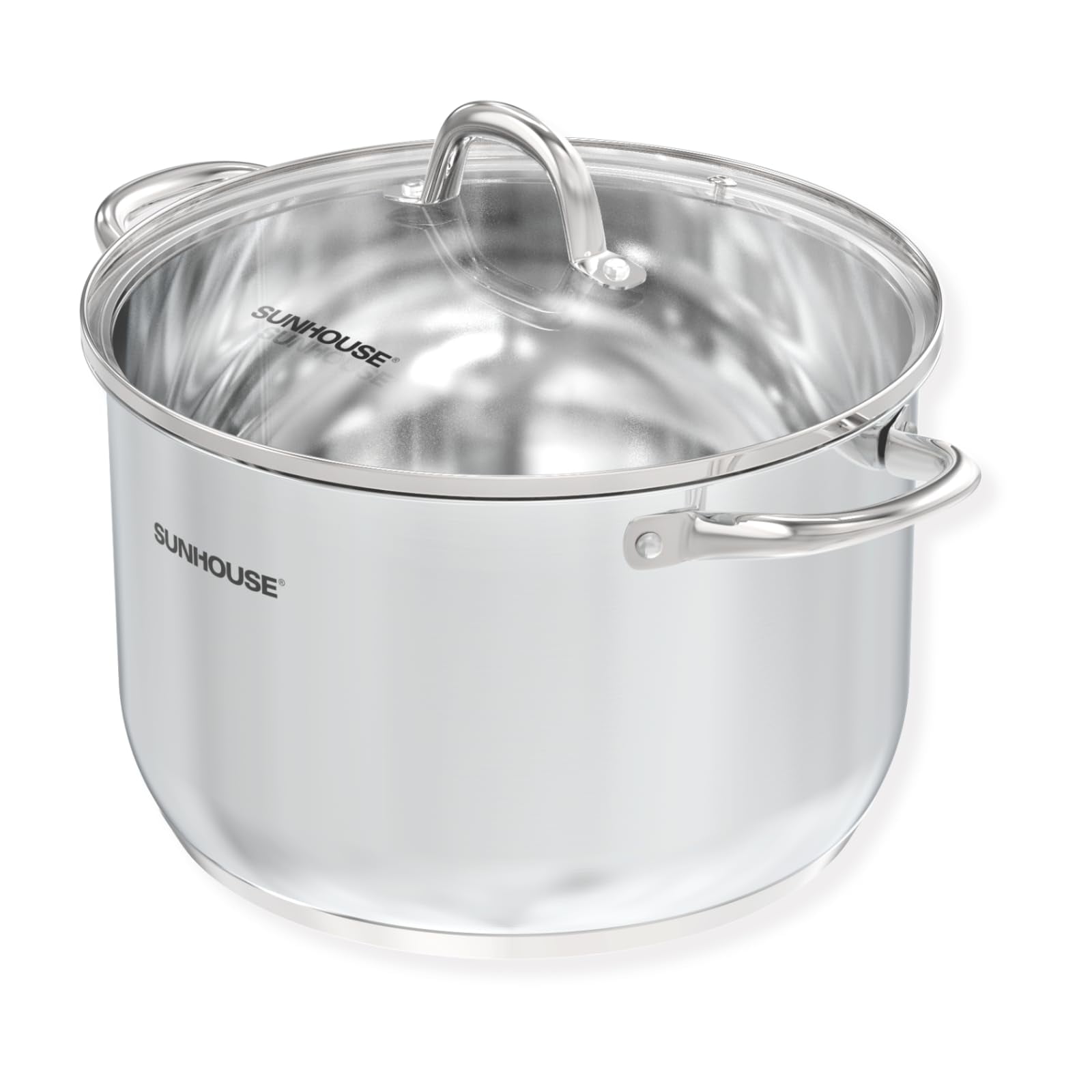 Stock Pot Sunhouse De Acero Inoxidable De 12 Litros Con Tapa Visible
