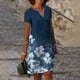 thumbnail image 3 of Vestido informal de verano con estampado floral y cuello en V de manga corta para mujer, 3 of 5