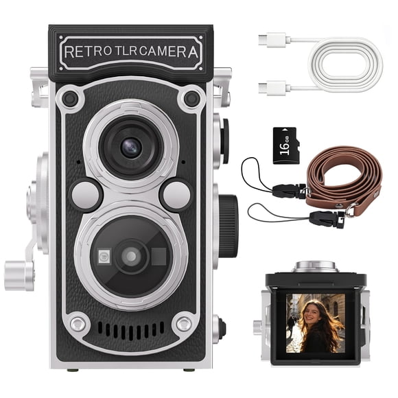 Cámara Mini Retro TLR JH 24MP 1080P FHD Zoom 16x
