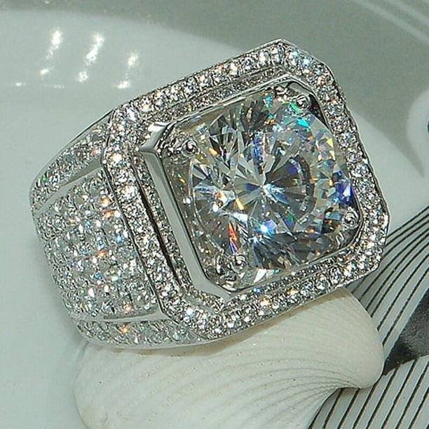Stylish and Elegant Men's Zircon Ring with Full Rhinestone Accents - Perfect for Fashionable Accessories and Jewelry