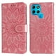 thumbnail image 4 of Funda tipo cartera FOXDOCK para Infinix Smart 6 , diseño girasol en relieve, cuero PU, cierre magnético, soporte y tarjetero, 4 of 5