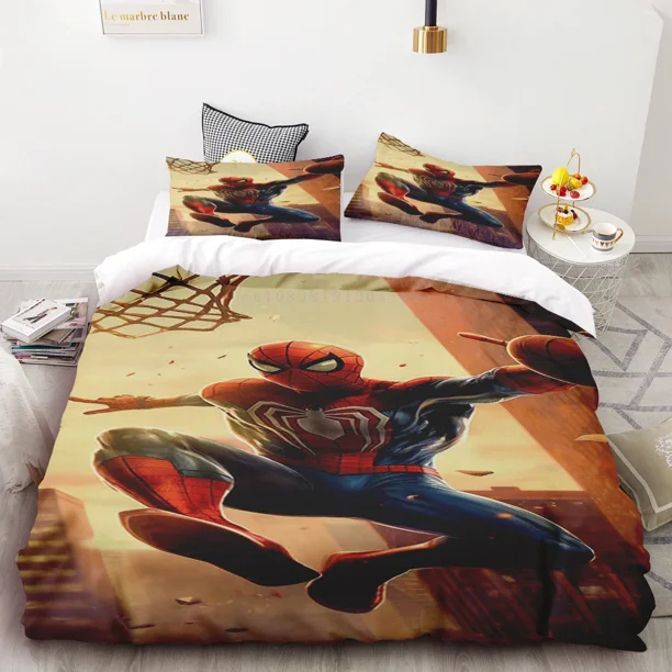 v1427 Bed Sheets Duvet Cover Set Spiderman Bedding Set Soft % Polyester Pillowcase Quilt Cover Queen Size Room Decor Teens Kids Gift 3-Piece Bedding Set (1 Duvet Cover + 2 Pillow Shams) Bed Sheets ju1