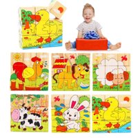 Genérico - Set 4 Rompecabezas Cubos Madera Animado Niños Lau