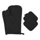 thumbnail image 1 of REGALWOVEN Guantes de Horno y Juegos de Soportes para Ollas de 6 Piezas, Guantes de Cocina Resistentes al Calor y Soportes para Ollas para Hornear Negro 4.7x13.8 pulgadas, 1 of 7