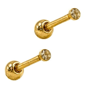 Elbauldejuma - Aros Punto De Luz Chicos Bebe Titanio Astm F136 G23 Dorados