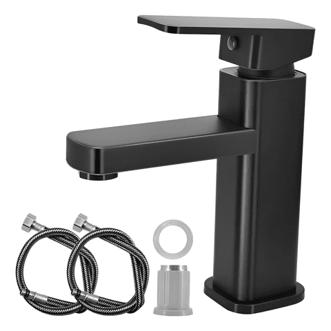 Master Prox - Llave Monomando Lavamanos Cuadrada Clásica Premium Negro