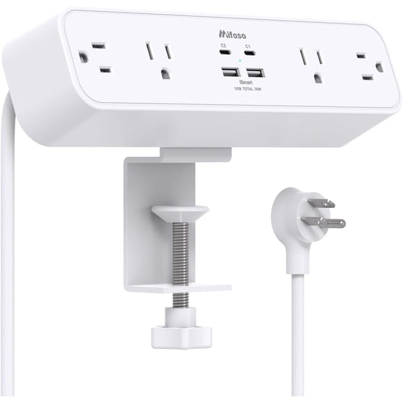 Alargador Mifaso con prensa, USB-C y 4 tomas