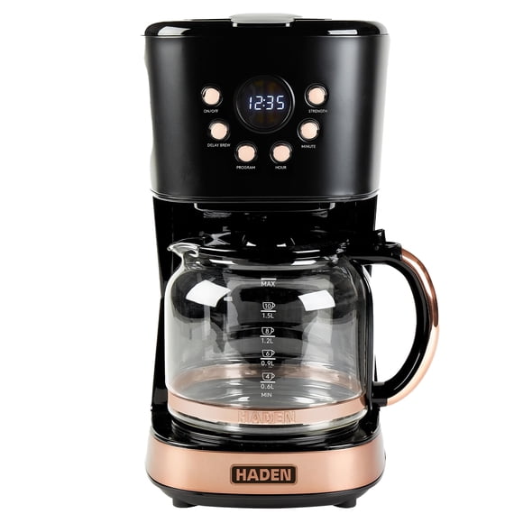 Cafetera Programable HADEN para 12 Tazas en Negro y Cobre