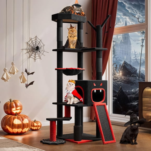 Torre gótica Cat Tree YITAHOME de 152 cm con cama tipo ataúd