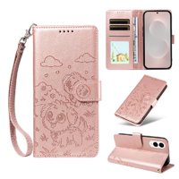 Funda Billetera Foxdock Compatible Con Samsung Galaxy S25 Edge, Diseño Perrito Tierno, Ranuras Para Tarjetas Y Soporte Plegable