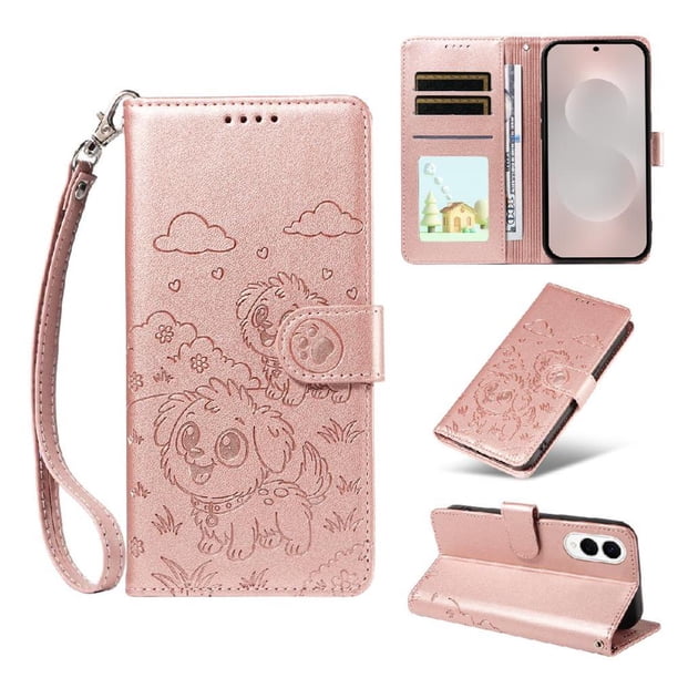 Funda Billetera FOXDOCK Compatible con Samsung Galaxy S25 Edge, Diseño Perrito Tierno, Ranuras para Tarjetas y Soporte Plegable