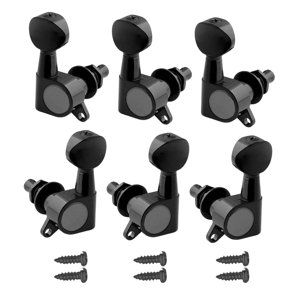 Magideal - 6X Clavijas De Afinación De Guitarra Perillas Repalce Piezas Antiguas Ajuste Perfecto Botón Ovalado Sellado Cabezales De Máquina Teclas De Afinación Negro 3L3R