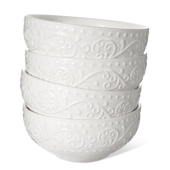 Set de 4 tazones Artena 735 ml blanco con relieve