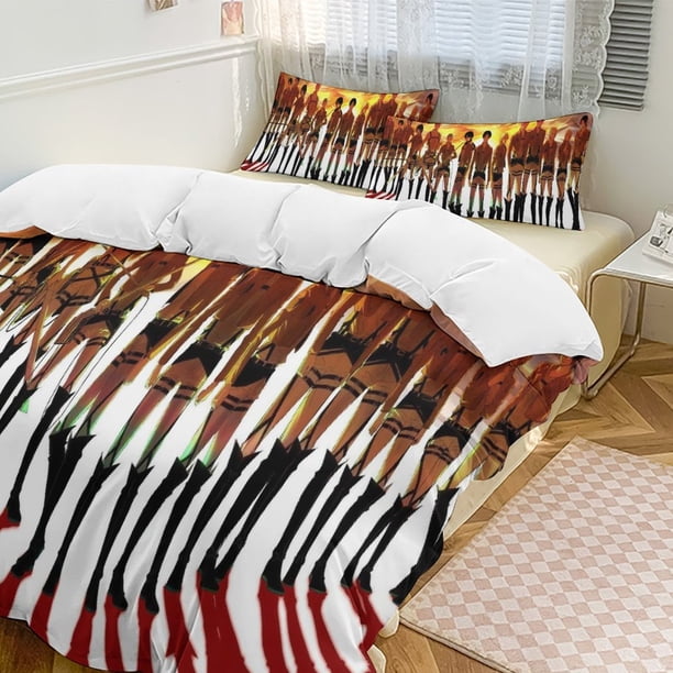 Attack On Titan Quilt Set Thicken Soft 3 Pieces Bedding Set All Season Duvet Cove with 2 Pillowcases for Adult Women Girls Teens Home Room Decor