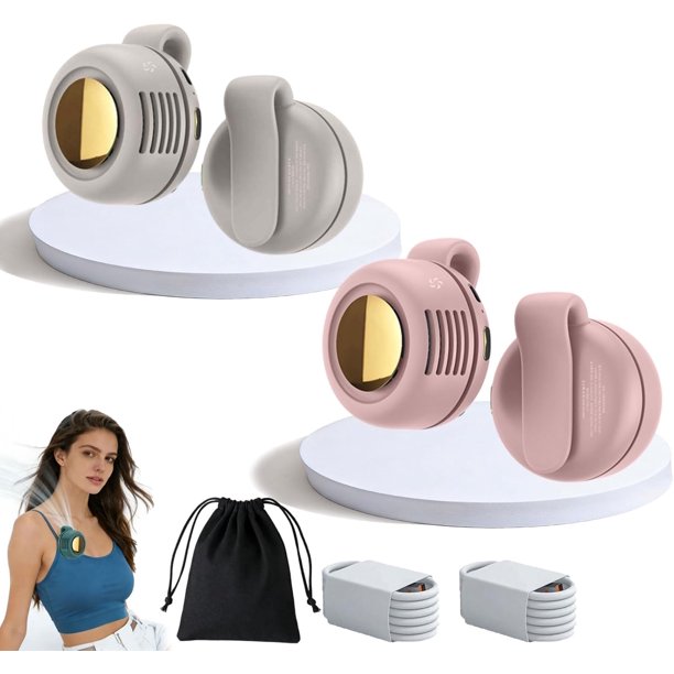 Miniventilador clip Interactik pequeño torbellino cintura cuello 3 velocidades batería 6h