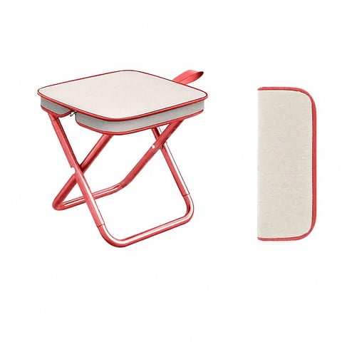 Xusx111 - Taburete De Camping Taburete Plegable Portátil Con Bolsa De Transporte Taburete Portátil Para Camping Pesca Senderismo Bbq Rojo (Tubo De Acero Al Carbono Engrosado - Superficie De Silla Engr