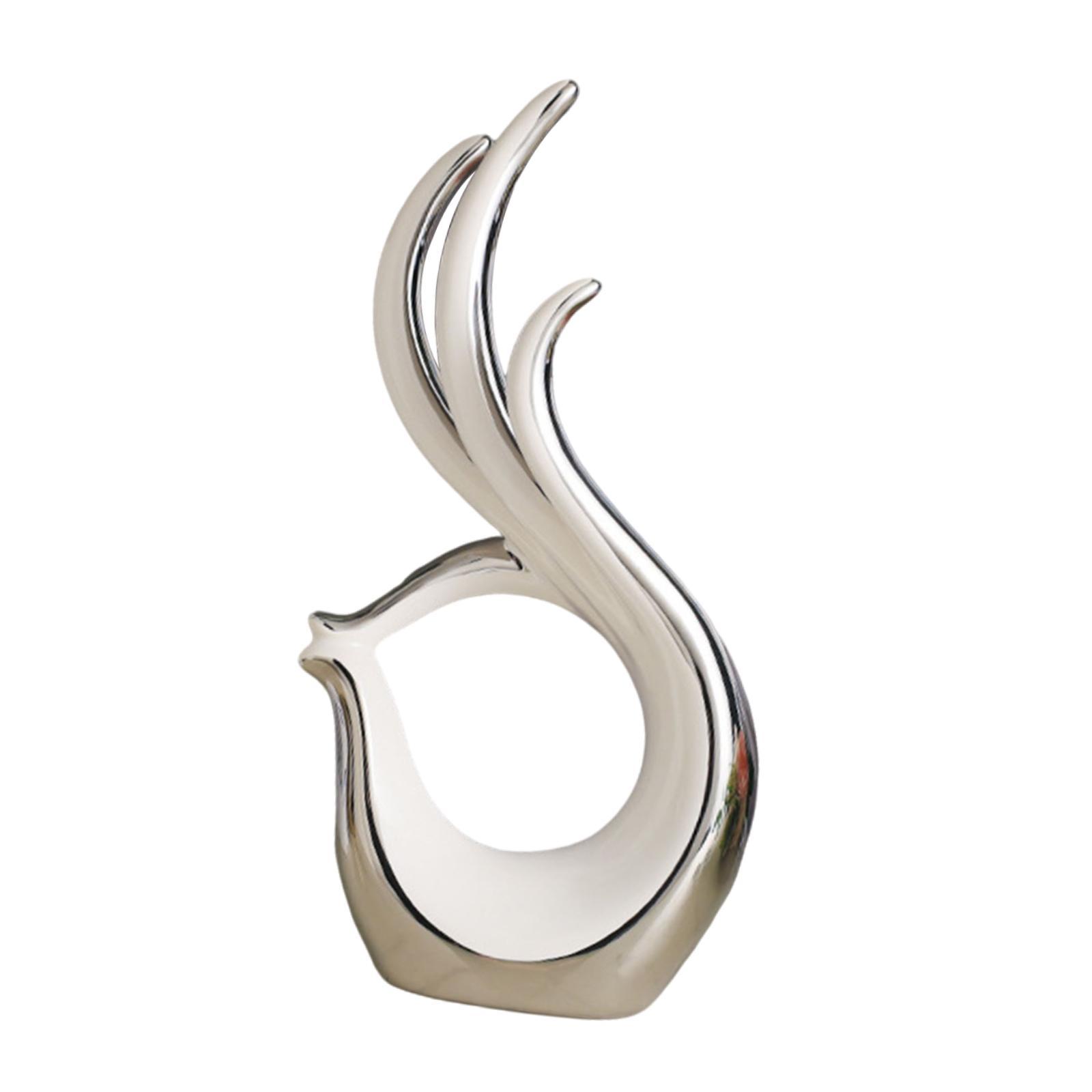 Magideal - Escultura De Estatua De Cerámica Artística, Estatuilla Única, Decoración De Mesa Decorativa Para El Hogar, Decoración Del Hogar Para Comedor, Oficina, Plata Blanca