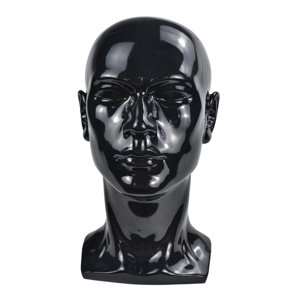 Ioensy - Cabeza De Maniquí Cosmetología Modelo De Entrenamiento Masculino 57Cm Negro Brillante