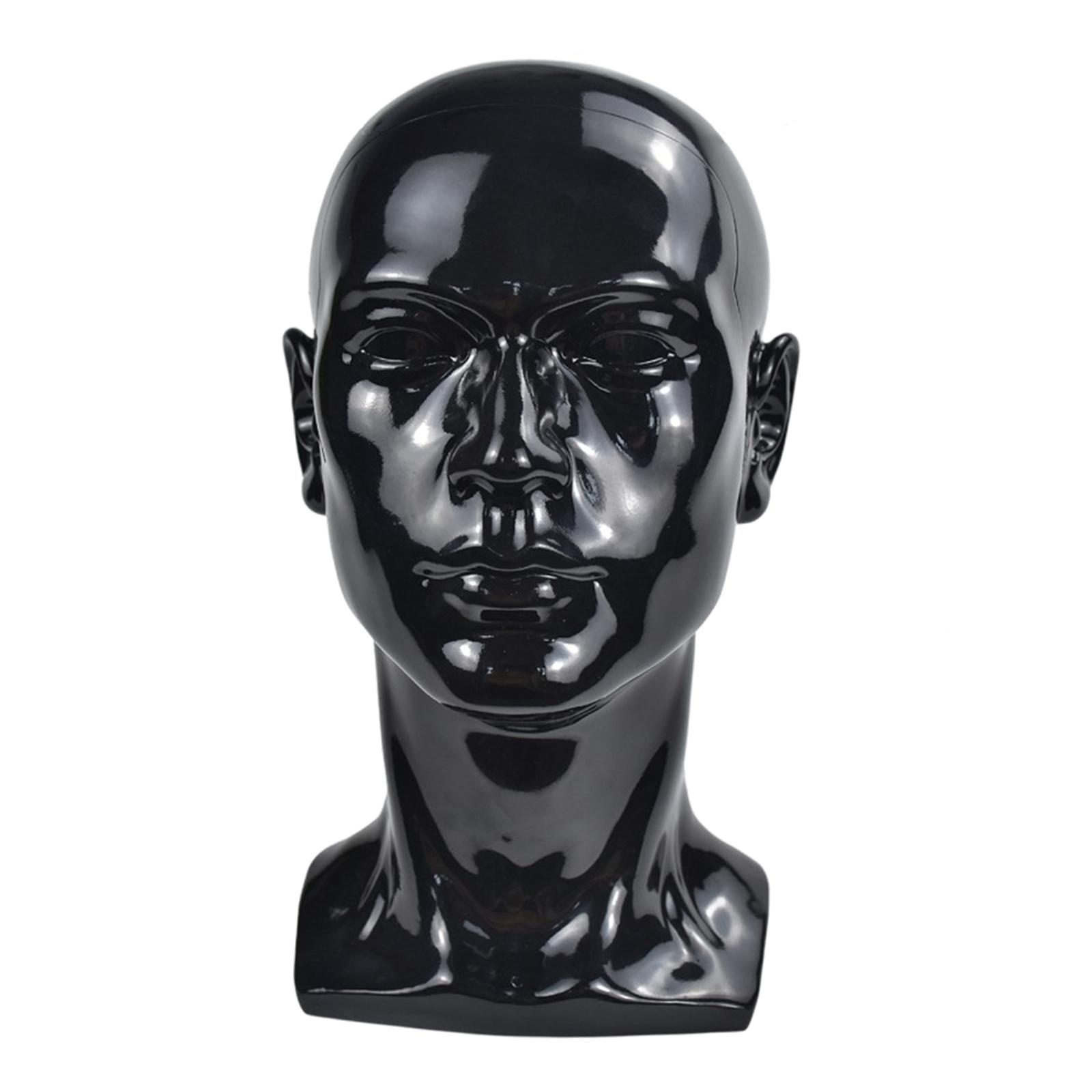 Ioensy - Cabeza De Maniquí Cosmetología Modelo De Entrenamiento Masculino 57Cm Negro Brillante