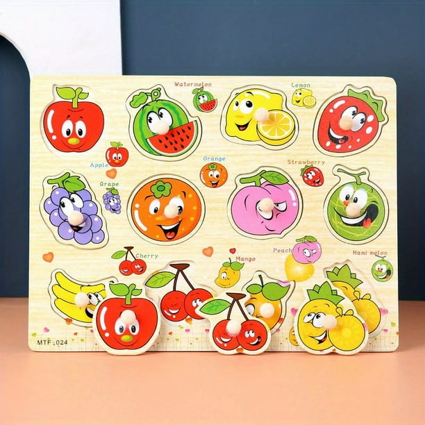 Wooden Mushroom Nail Hand Scratching Board Puzzle, Alphabet Number Wooden Nail Puzzle Enlightenment Early Education Cognition Children's Toys Baby Toys