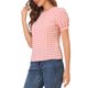 thumbnail image 4 of INSPIRE CHIC Blusa Casual de Manga Corta Abullonada con Cuello Redondo y Estilo Vintage de Cuadros Vichy para Mujer XL Rosa Sandía, 4 of 7