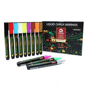 Mobee - Marcadores Plumón Lápices Tiza Líquida 12 Colores Premium