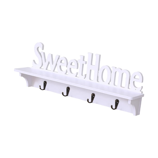 Estante de pared flotante con ganchos, perchero moderno que ahorra espacio, estante para guardería, granja, dormitorio, inodoro, estante de exhibición