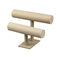 Magideal - Organizador De Soporte De Exhibición De Joyería De Escritorio De 2 Niveles Para Mujeres, Niñas, Accesorios Para Hombres, Tobillera, Llavero De Torre, , Lino Marrón