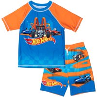 Set De Natación Hot Wheels Para Niños Pequeños, Upf 50+, Protector Contra Erupciones 3T, Azul