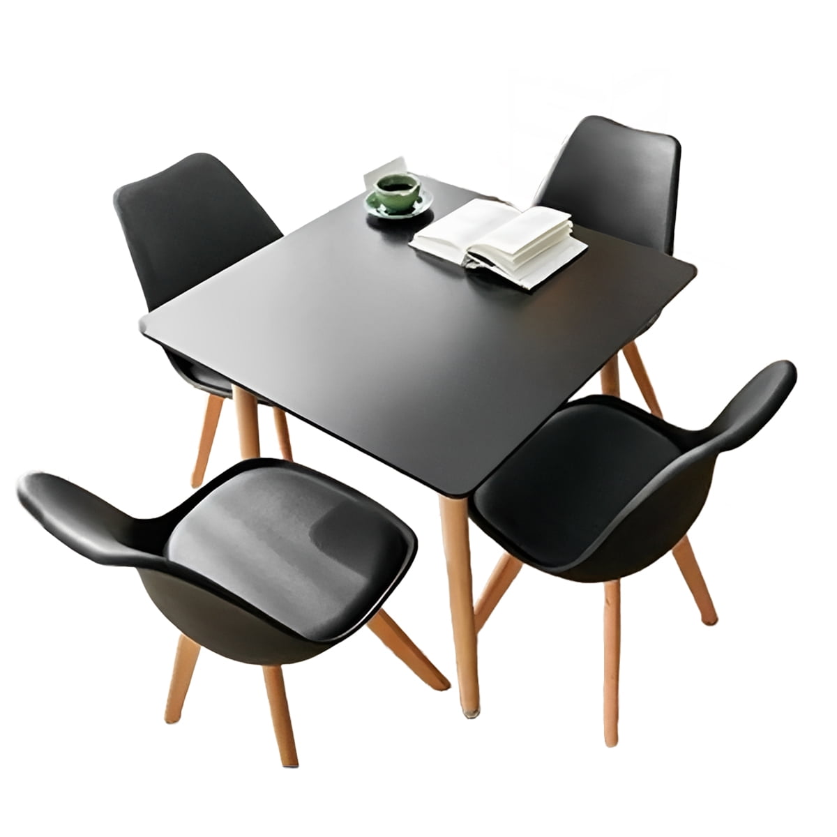 Klik Muebles - Comedor Cuadrado Negro 80cm - 4 Sillas Tulip Negras
